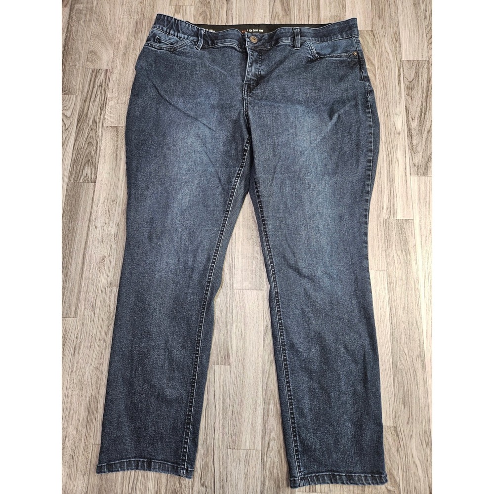 Liz Claiborne Sara Slim Leg Jeans Women Plus Size 20W Blue Dark Wash Mid-Rise